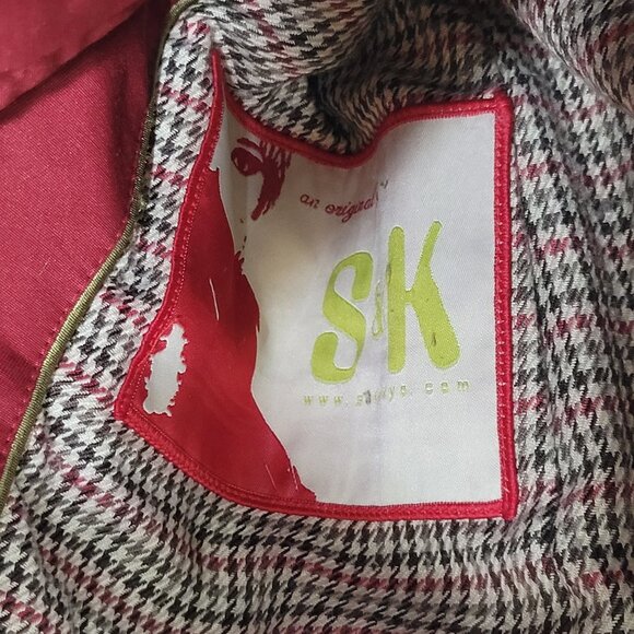 Soia & Kyo Red Cotton Blend Zip Front Casual Trench Jacket Belted Pockets XS/S - Picture 2 of 12